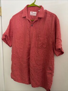Kahala Men's Short-Sleeve Button-Down Shirt in Coral Pink